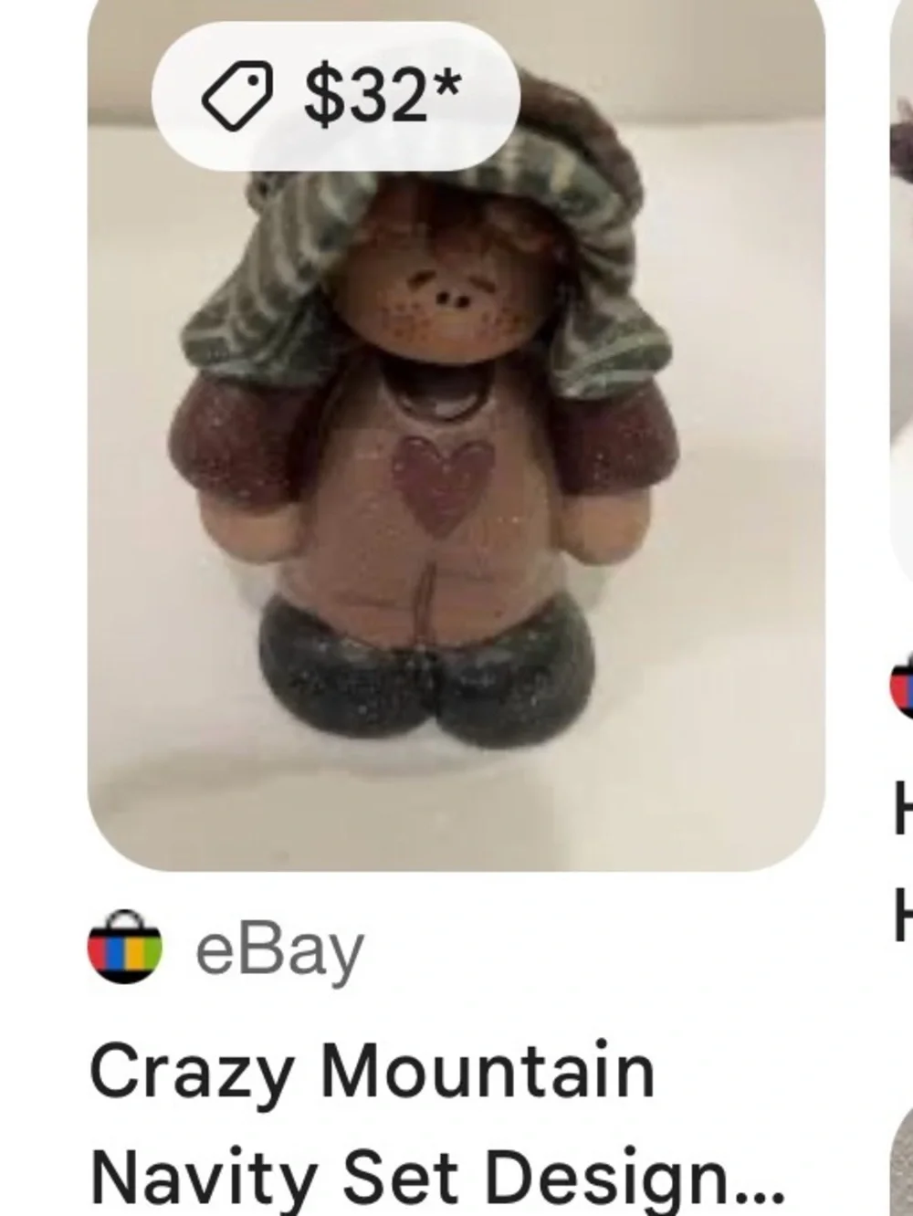 Hand-Painted Holiday Figurine - Brown Striped Hood